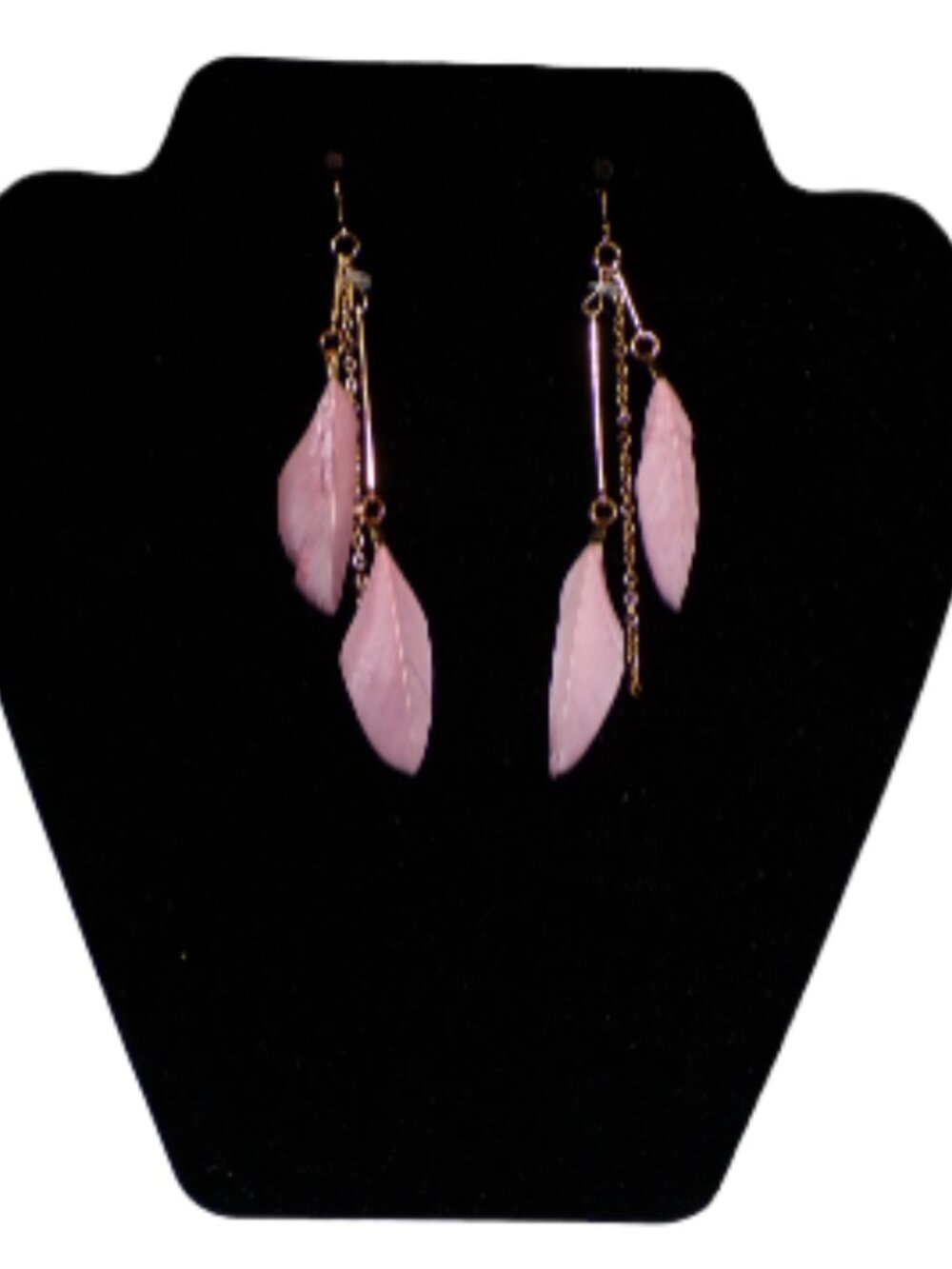 New Boutique Pink Feather Dangle Earrings | Boho Statement Jewelry
